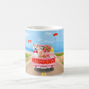 Akita Dog Valentine's Day Lkw Herz Kaffeetasse