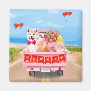 Akita Dog Valentine's Day Lkw Herz Magnet