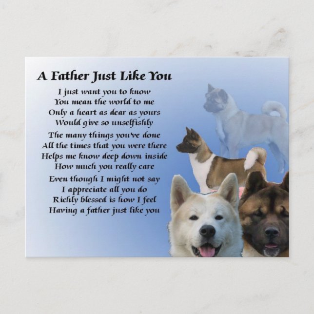 Akita Dog Vater Gedicht Postkarte (Vorderseite)