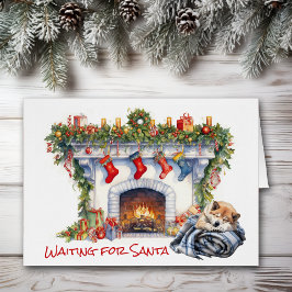 Akita Dog warten auf Santa