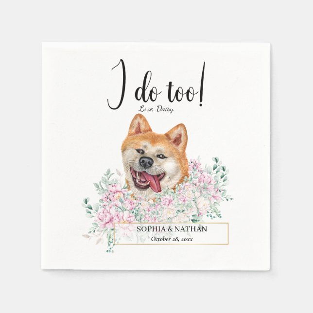 Akita Dog Wedding Cocktail Napkins Serviette (Vorderseite)