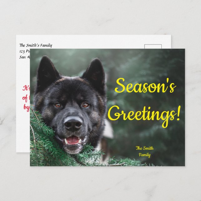 Akita Dog - Weihnachtsbaum der Jahreszeit Postkarte (Vorne/Hinten)