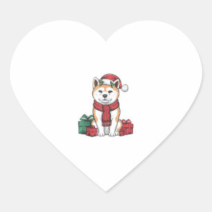 Akita Dog Weihnachtsfeiertage Weihnachtsfeiertag W Herz-Aufkleber