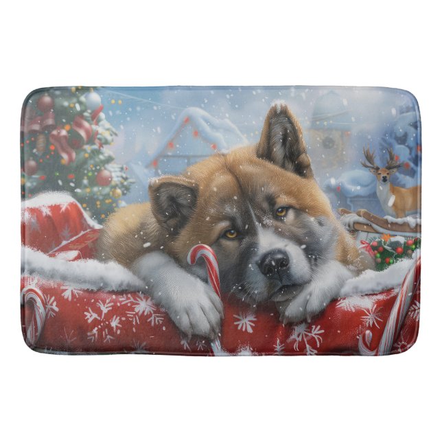 Akita Dog Weihnachtsfest Badematte (Vorderseite)