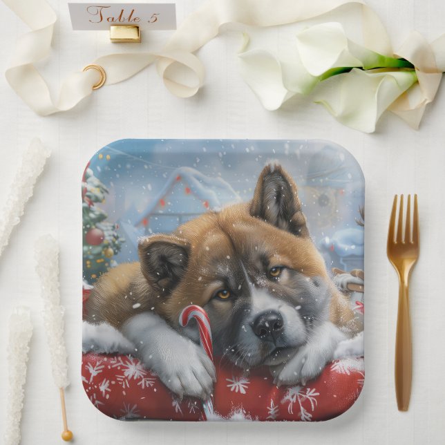 Akita Dog Weihnachtsfest Pappteller (Hochzeit)