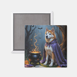 Akita Dog Whimsical Halloween Malerei Magnet