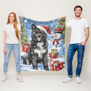 Akita Dog Winter Wonderland Weihnachtsfreude Fleecedecke