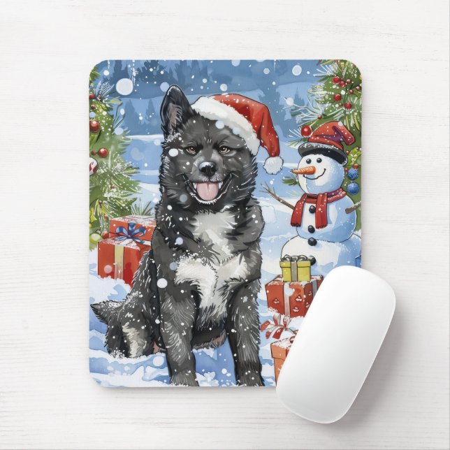 Akita Dog Winter Wonderland Weihnachtsfreude Mousepad (Mit Mouse)