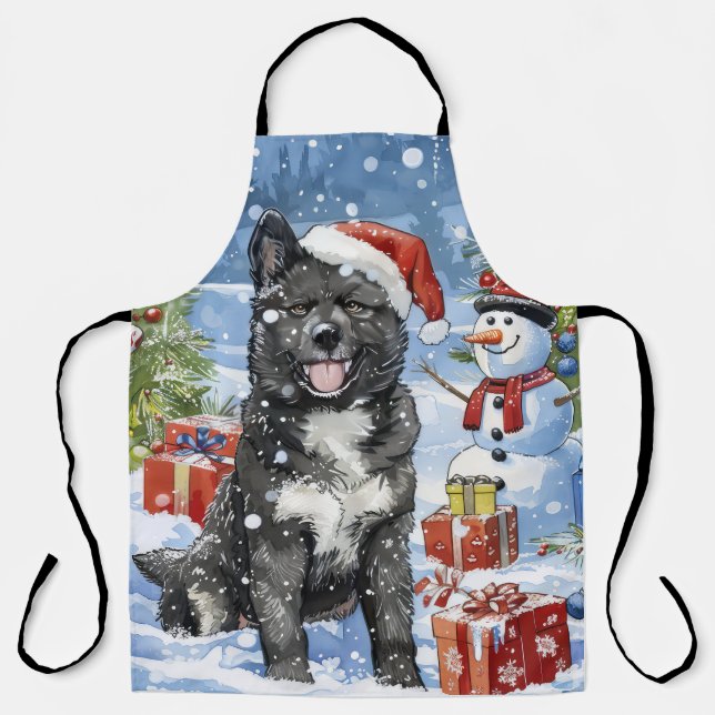 Akita Dog Winter Wonderland Weihnachtsfreude Schürze (Vorderseite)