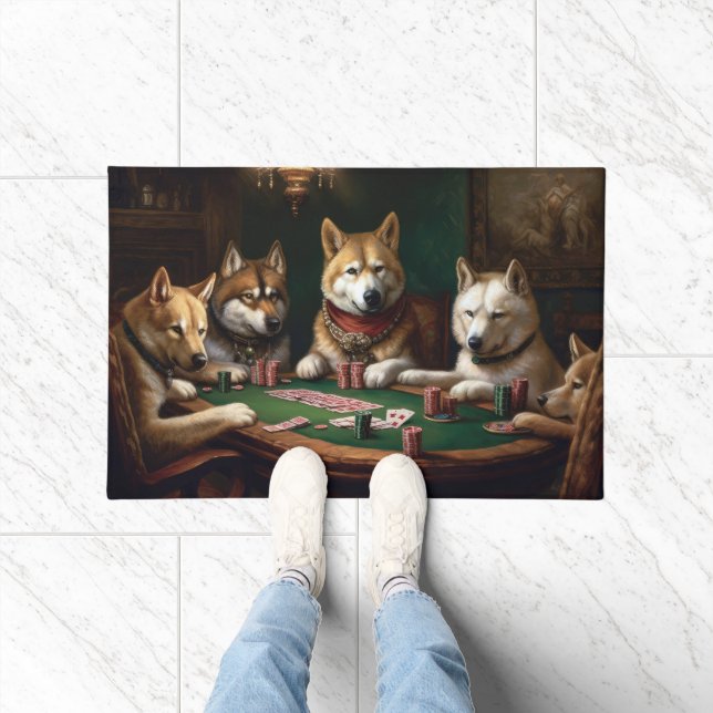 Akita Dogs Poker Art Fußmatte (Indoor)