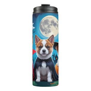 Akita Dogs Pumpkin Halloween Funny Thermosbecher