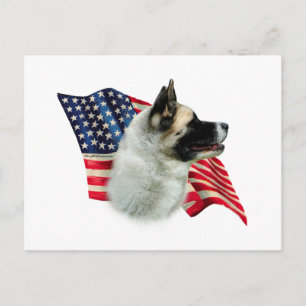 Akita Flag; Patriotic Akita; Akita American Flag Postkarte