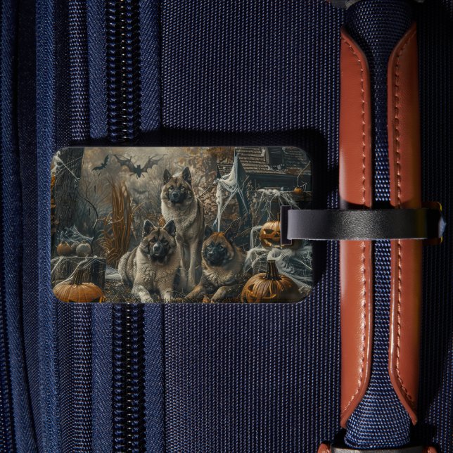 Akita Halloween Night Doggy Delight Gepäckanhänger (Rückseite Insitu 2)