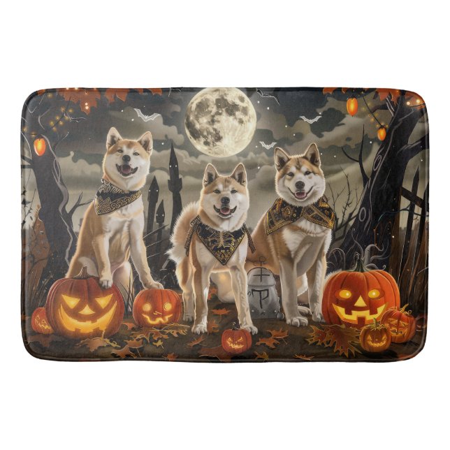 Akita Halloween Spooky Badematte (Vorderseite)
