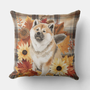 Akita Herbst Aquarell Blumen Kissen