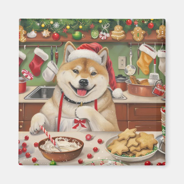 Akita Holiday Baking: Festliche Weihnachten Magnet (Vorne)