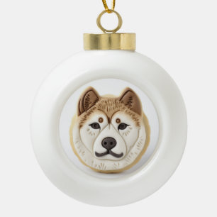 Akita Hund 3D Inspiriert Keramik Kugel-Ornament