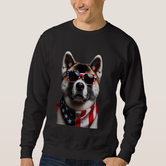 Akita Hund 4. Juli American Incependence Day Ow Sweatshirt (Vorderseite)
