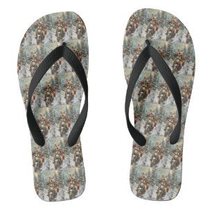 Akita-Hund fährt Motorrad Weihnachten Flip Flops