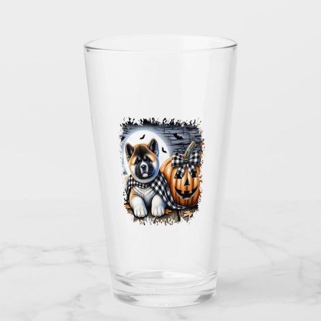 Akita-Hund Halloween-Platz Glas (Vorderseite)