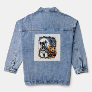Akita Hund Halloween Quadrat Jeansjacke