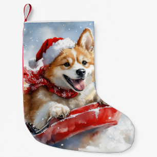 Akita-Hund im Schlitten Lass es schneien Weihnacht Kleiner Weihnachtsstrumpf