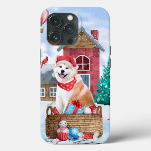 Akita Hund im Schnee Weihnachts-Hundehaus Case-Mate iPhone Hülle