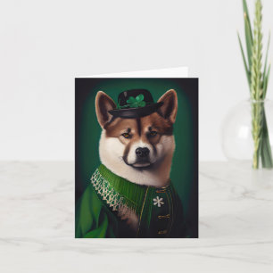 Akita-Hund im St. Patrick’s Day-Kleid Karte