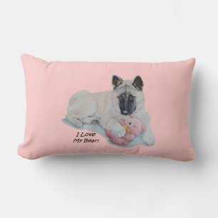Akita Hund kuscheln rosa Teddy Bär Portrait Lendenkissen