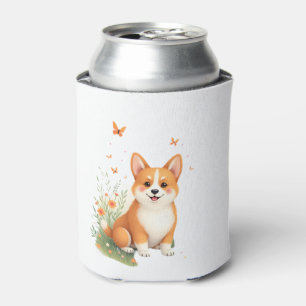 Akita Hund mit Blume und Schmetterling T Shirt Dosenkühler