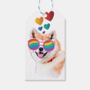 Akita Hund mit Herzen Valentinstag Geschenkanhänger