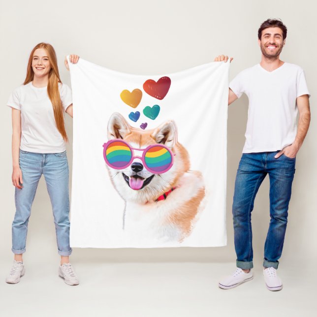 Akita Hund mit HerzValentinstag Fleecedecke (Beispiel)