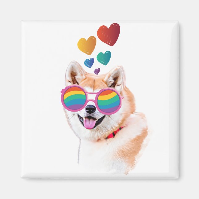 Akita Hund mit HerzValentinstag Magnet (Vorne)