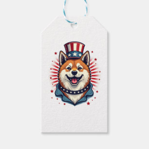 Akita Hund mit Unabhängigkeitstag Geschenkanhänger