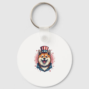 Akita Hund mit Unabhängigkeitstag Schlüsselanhänger