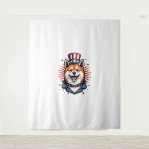 Akita Hund mit Unabhängigkeitstag Wandteppich