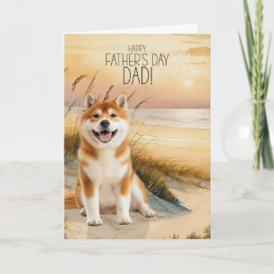 Akita-Hund Stranduntergang Vatertag Feiertagskarte