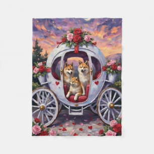 Akita Hund Valentinstag Fleecedecke