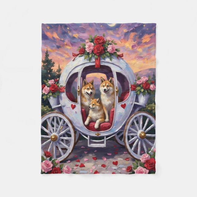 Akita Hund Valentinstag Fleecedecke (Vorderseite)