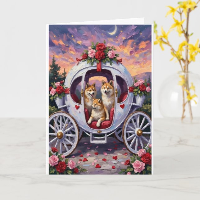 Akita Hund Valentinstag Karte (Gelbe Blume)