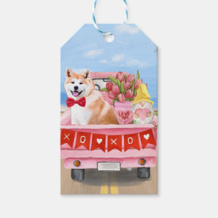 Akita-Hund Valentinstag-Lieferwagen Herzen Geschenkanhänger