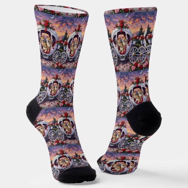 Akita Hund Valentinstag Socken (Gewinkelt)