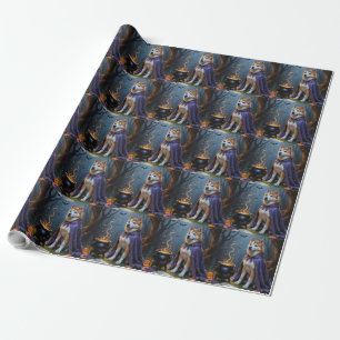 Akita-Hund - Whimsical Halloween-Malerei Geschenkpapier