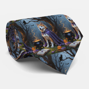 Akita-Hund-Whimsical-Halloween-Malerei Krawatte