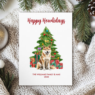 Akita-Hundefamilien-Weihnachten Feiertagskarte