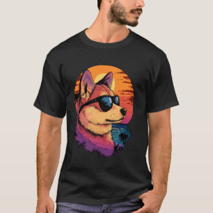 Akita-Hundefreund Sonnenuntergang Retro Akita T-Shirt