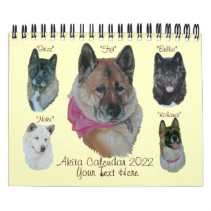 akita Hundportrait art japanese american 2022  Kalender