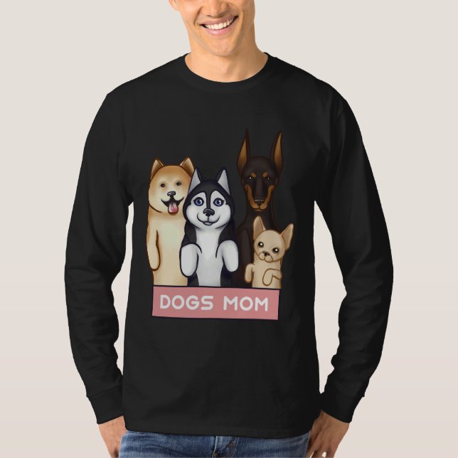 Akita Husky Doberman und Chihuahua stehen auf ihre T-Shirt (Vorderseite)