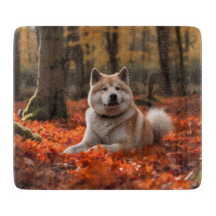 Akita im Herbst Leaves Fall Inspiriert Schneidebrett