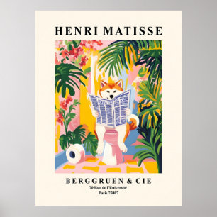 Akita Inu auf Toilette Kunst Lustiges Badezimmer i Poster